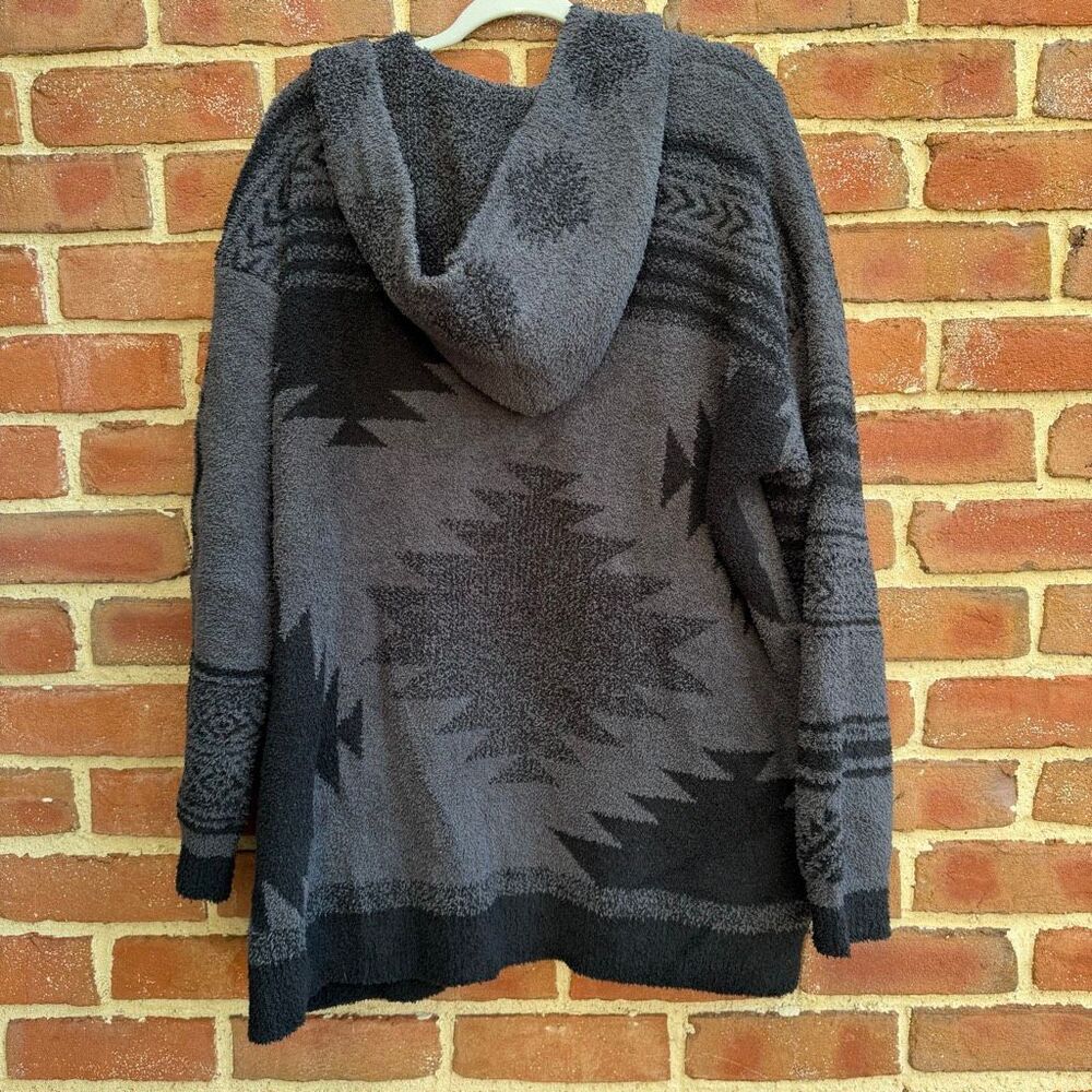 Barefoot Dreams Women's Patchwork Belted Hooded Cardigan Carbon Black 2X NWT - Picture 7 of 11